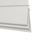 Berissa Timeless Light Filtering Checkered No Drill Roman Shades in light gray fabric.