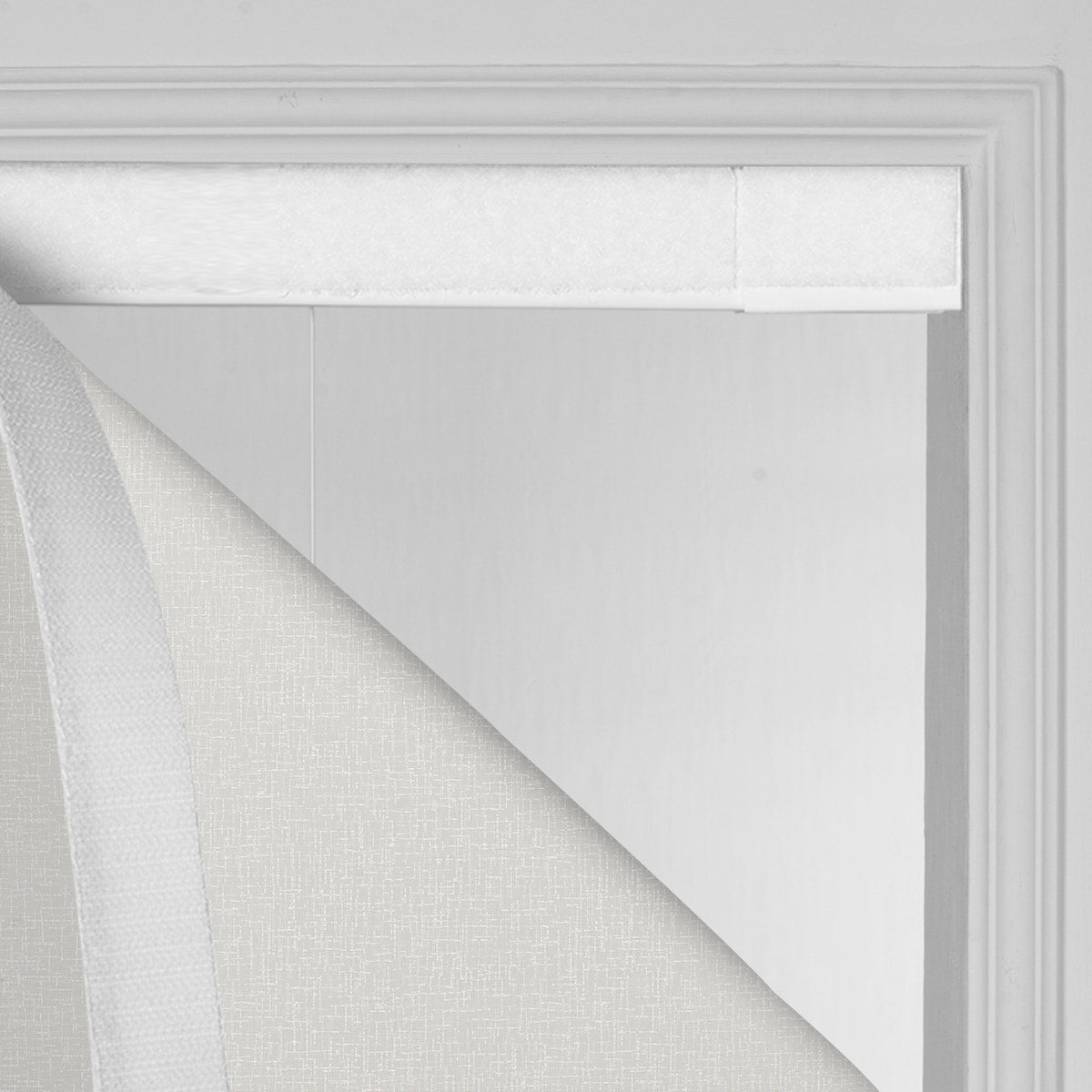 Berissa Timeless Light Filtering Checkered No Drill Roman Shades showing no-drill installation system