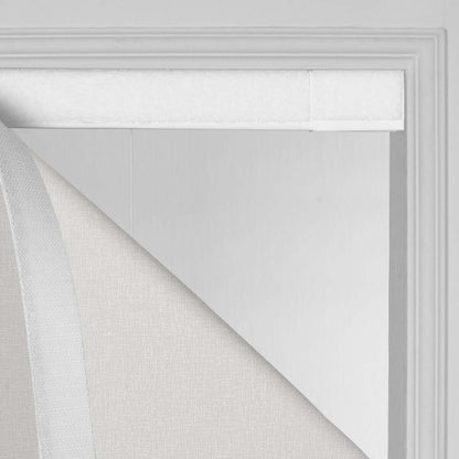 Berissa Timeless Light Filtering Checkered No Drill Roman Shades showing no-drill installation system