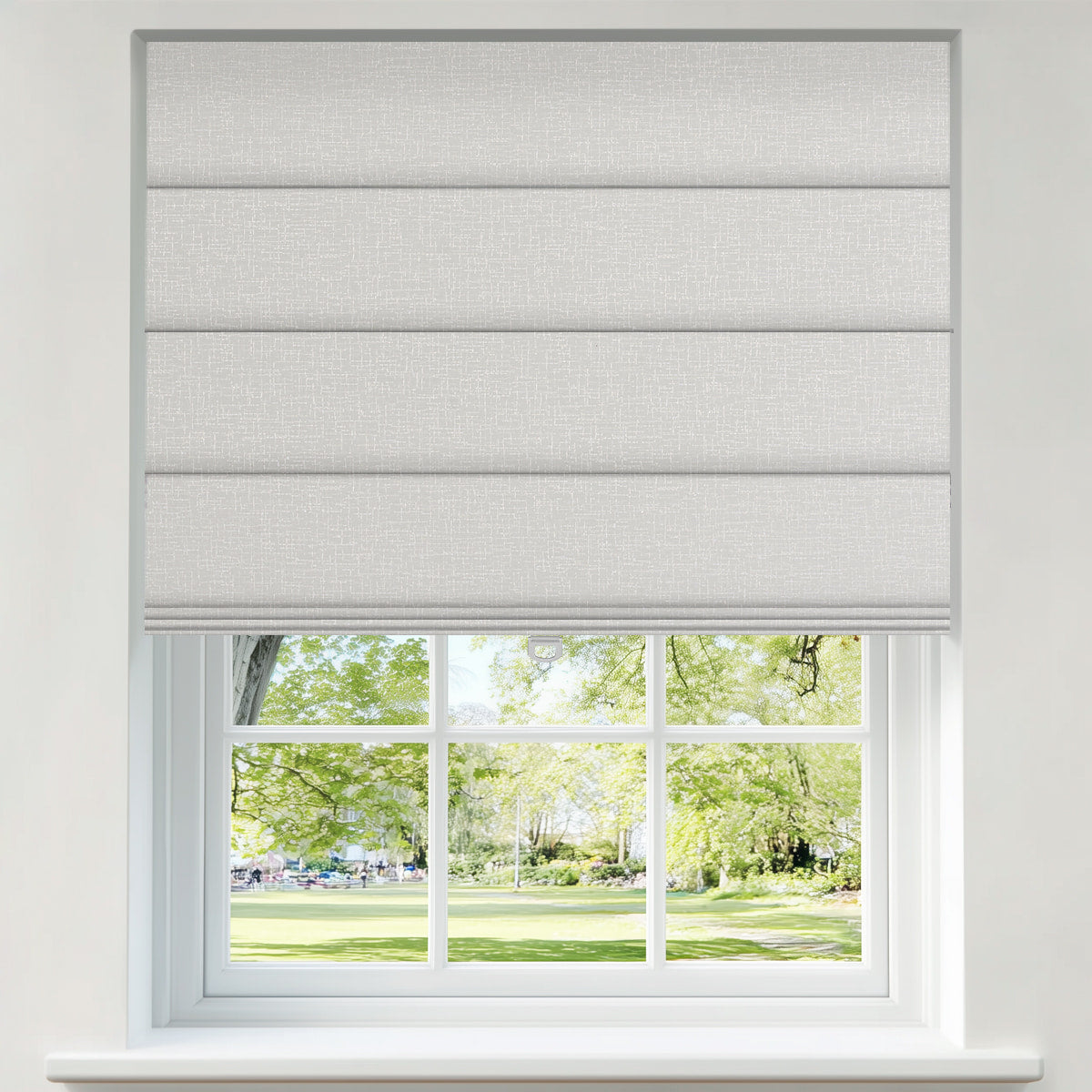 Berissa Timeless Light Filtering Checkered No Drill Roman Shades softly filtering light in a modern window setting.
