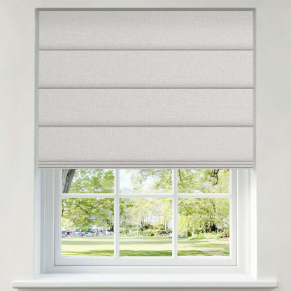 Berissa Timeless Light Filtering Checkered No Drill Roman Shades softly filtering light in a modern window setting.