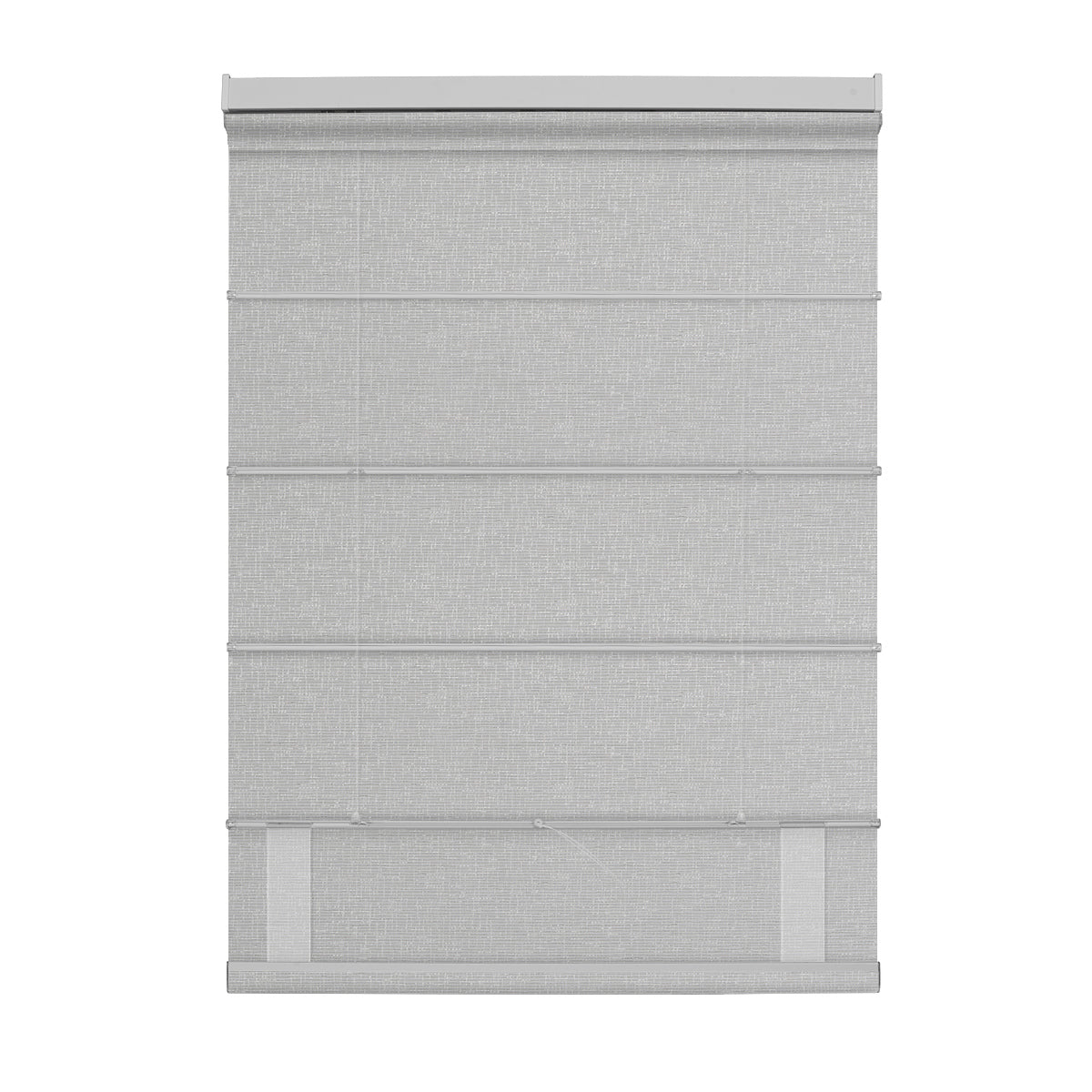 Berissa Top Down Bottom Up Classic Roman Shades in light gray fabric, showcasing versatile top-down bottom-up functionality.