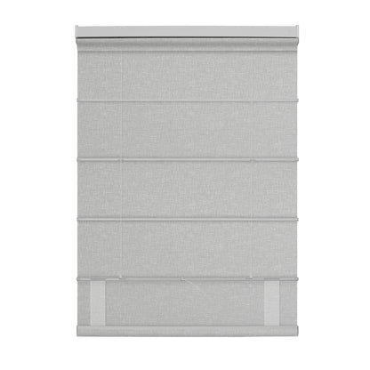 Berissa Top Down Bottom Up Classic Roman Shades in light gray fabric, showcasing versatile top-down bottom-up functionality.
