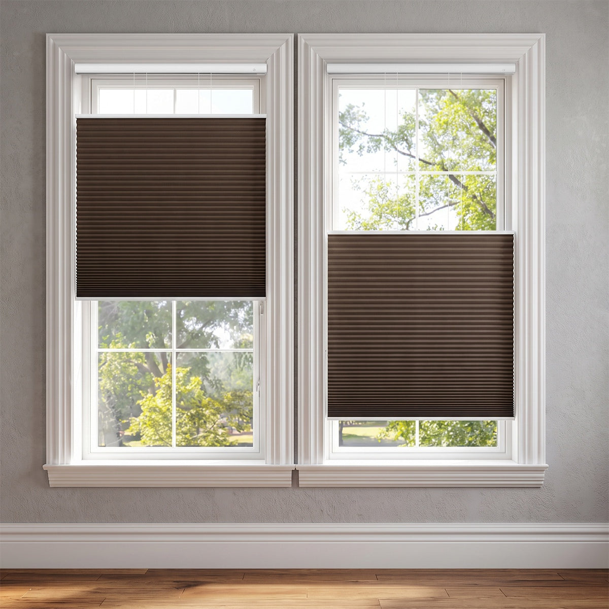 Berissa Motorized No-Drill Top-Down Bottom-Up Blackout Cellular Shade