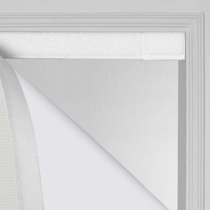 Berissa Custom Textured Blackout No Drill Quick installation Roman Shades showing a no-drill installation method.