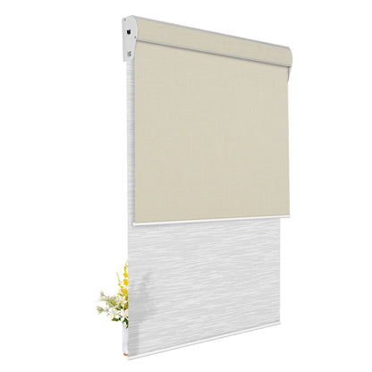 Light Filtering Jacquard White +Blackout Beige 