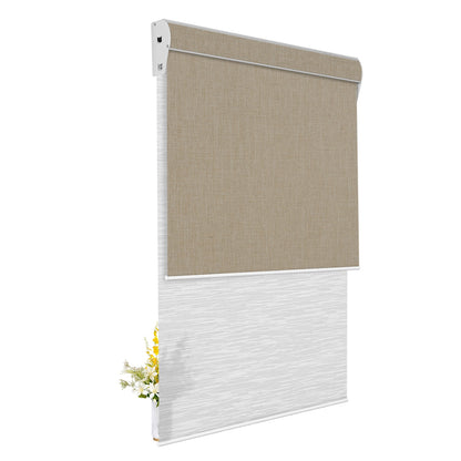 Light Filtering Jacquard White +Blackout Brown
