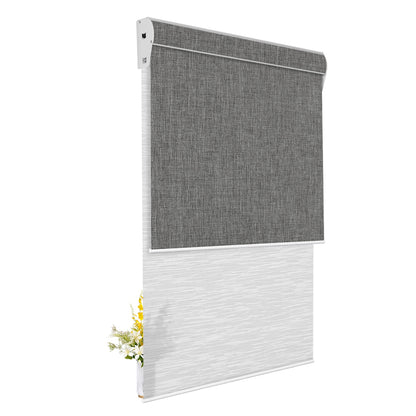 Light Filtering Jacquard White +Blackout Dark Gray