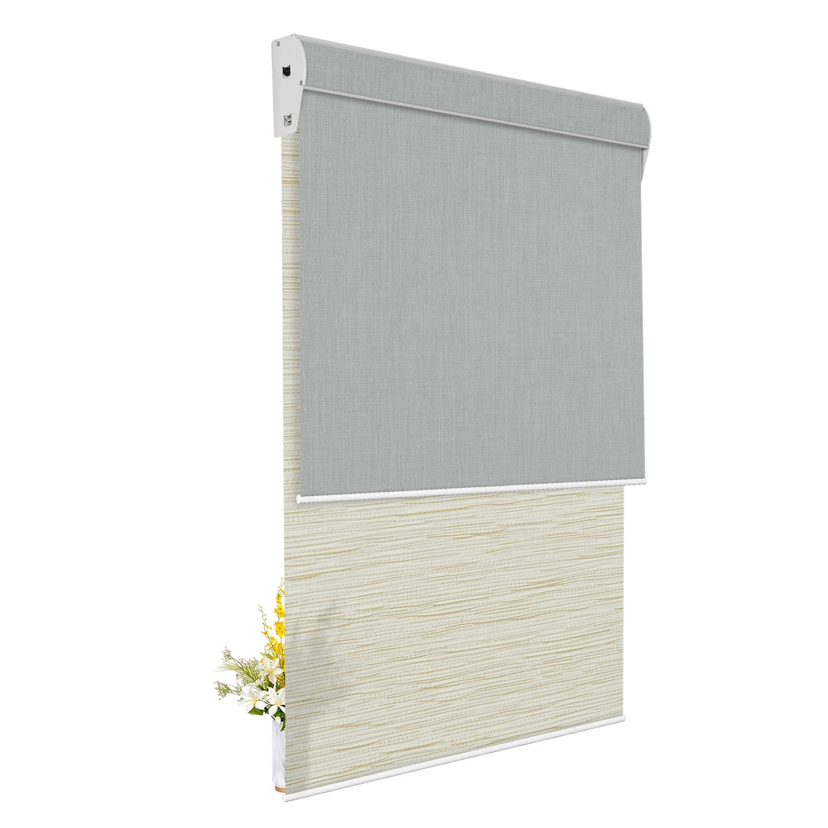 Light Filtering Jacquard Beige +Blackout Gray