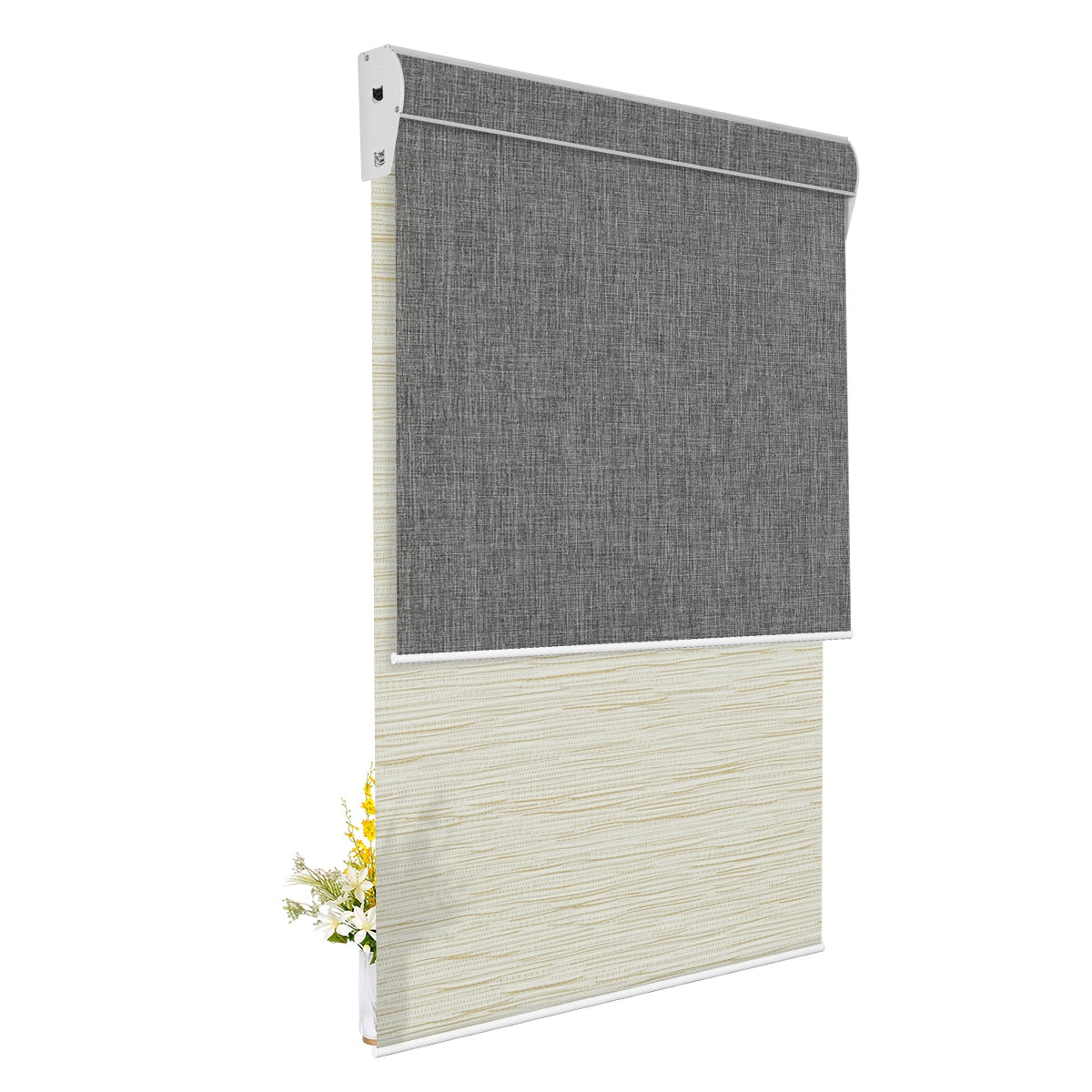 Light Filtering Jacquard Beige +Blackout Dark Gray
