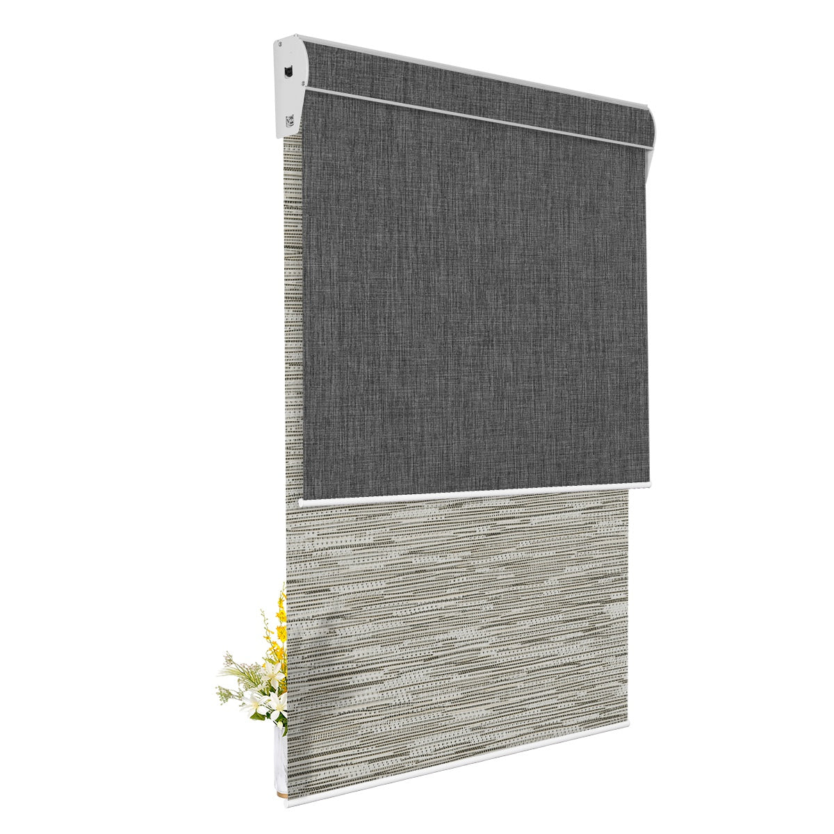 Light Filtering Jacquard Brown+Blackout Black 