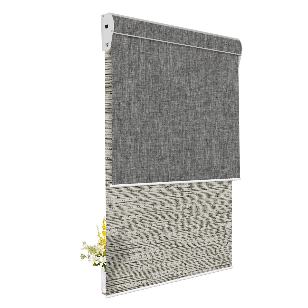 Light Filtering Jacquard Brown+Blackout Dark Gray