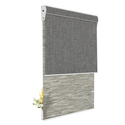 Light Filtering Jacquard Brown+Blackout Dark Gray