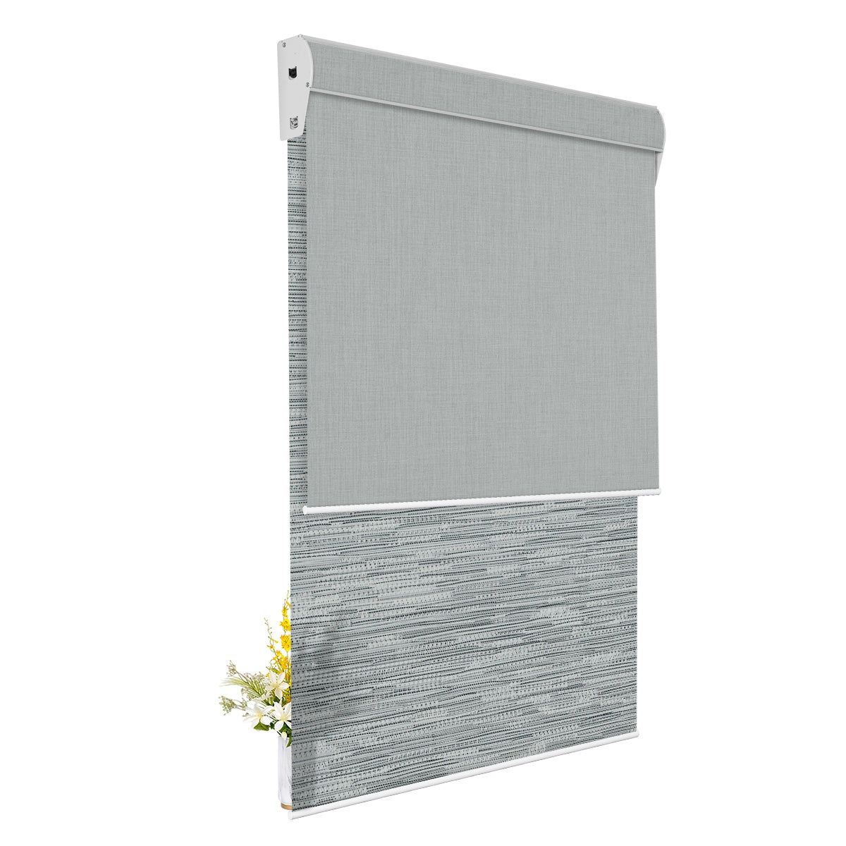 Light Filtering Jacquard Gray +Blackout Gray 