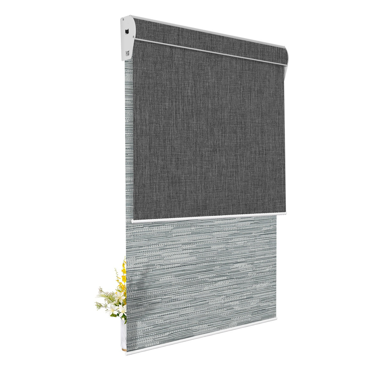 Light Filtering Jacquard Gray +Blackout Black