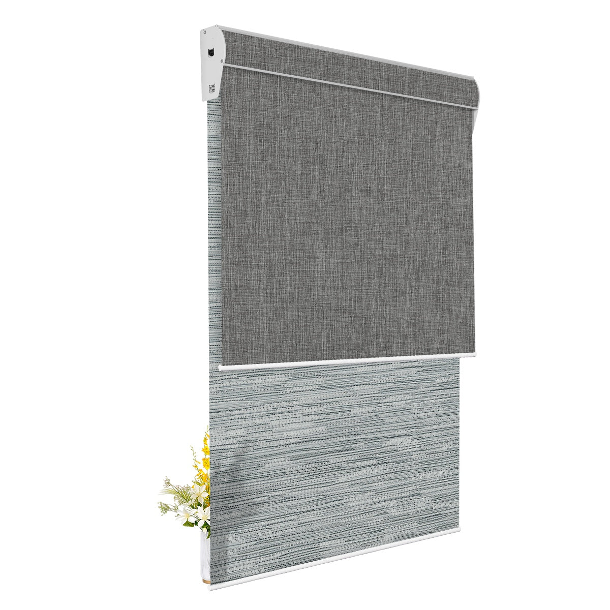 Light Filtering Jacquard Gray +Blackout Dark Gray
