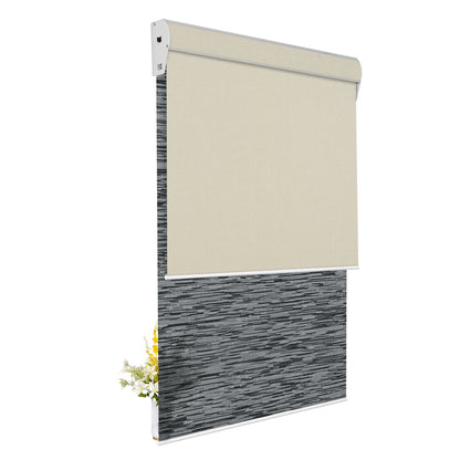 Light Filtering Jacquard Black +Blackout Beige