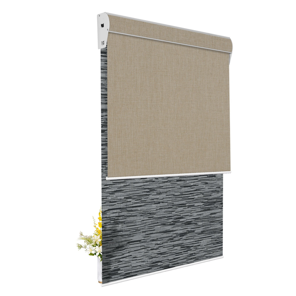 Light Filtering Jacquard Black +Blackout Brown