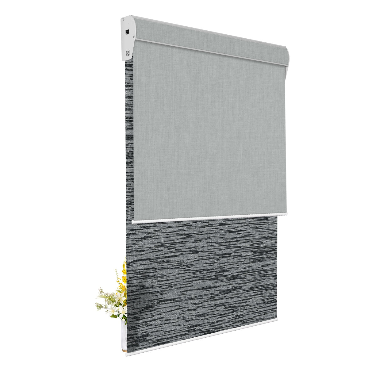 Light Filtering Jacquard Black +Blackout Gray