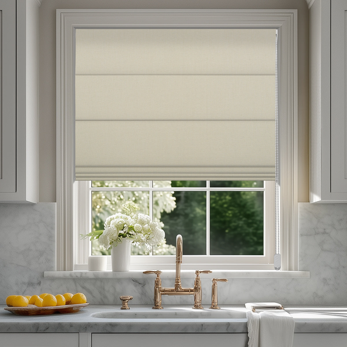 Berissa Double-Sided Crosshatch Linen Blackout Roman Shades: Practical Application of Shades