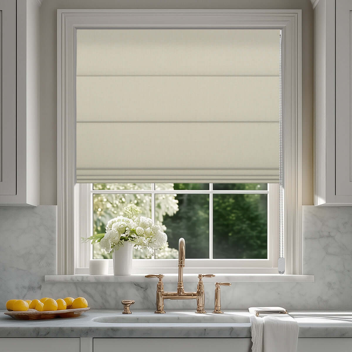Berissa Double-Sided Crosshatch Linen Blackout Roman Shades: Practical Application of Shades