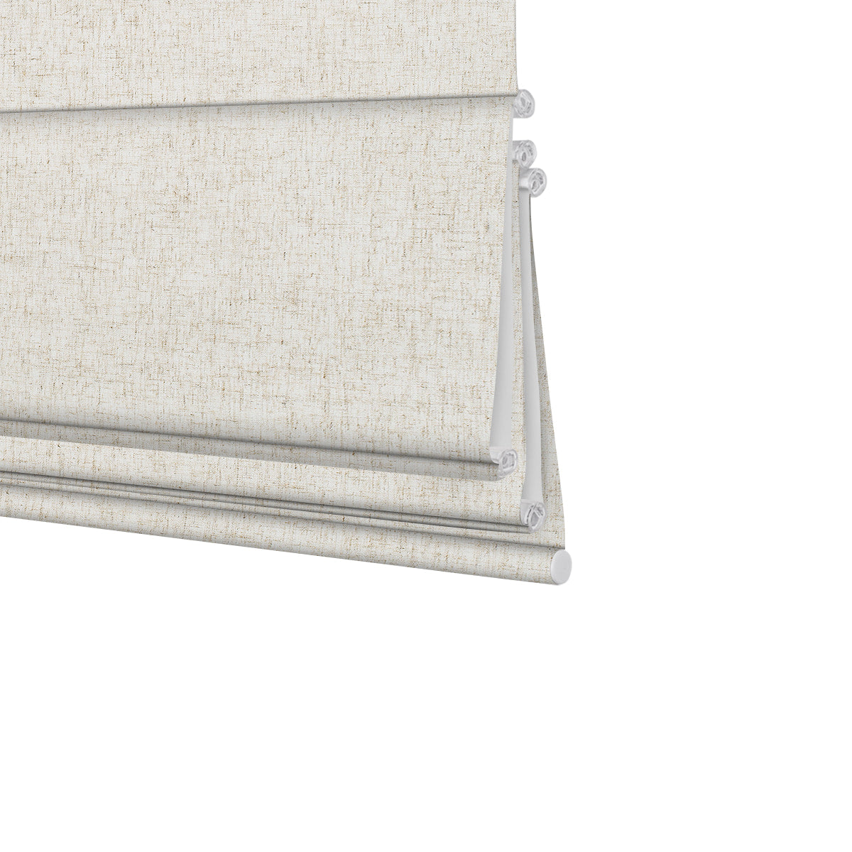 Berissa Obscura & Lumé Linen No Drill Custom Design Roman Shades in soft linen texture
