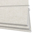 Berissa Obscura & Lumé Linen No Drill Custom Design Roman Shades in soft linen texture