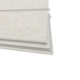 Berissa Obscura & Lumé Linen No Drill Custom Design Roman Shades in soft linen texture