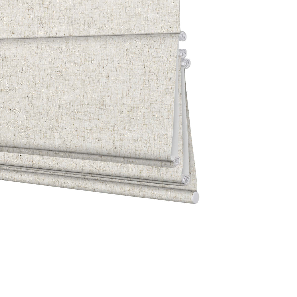 Berissa Obscura & Lumé Linen No Drill Custom Design Roman Shades in soft linen texture