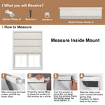 Berissa Obscura & Lumé Linen No Drill Custom Design Roman Shades installation guide and measuring instructions