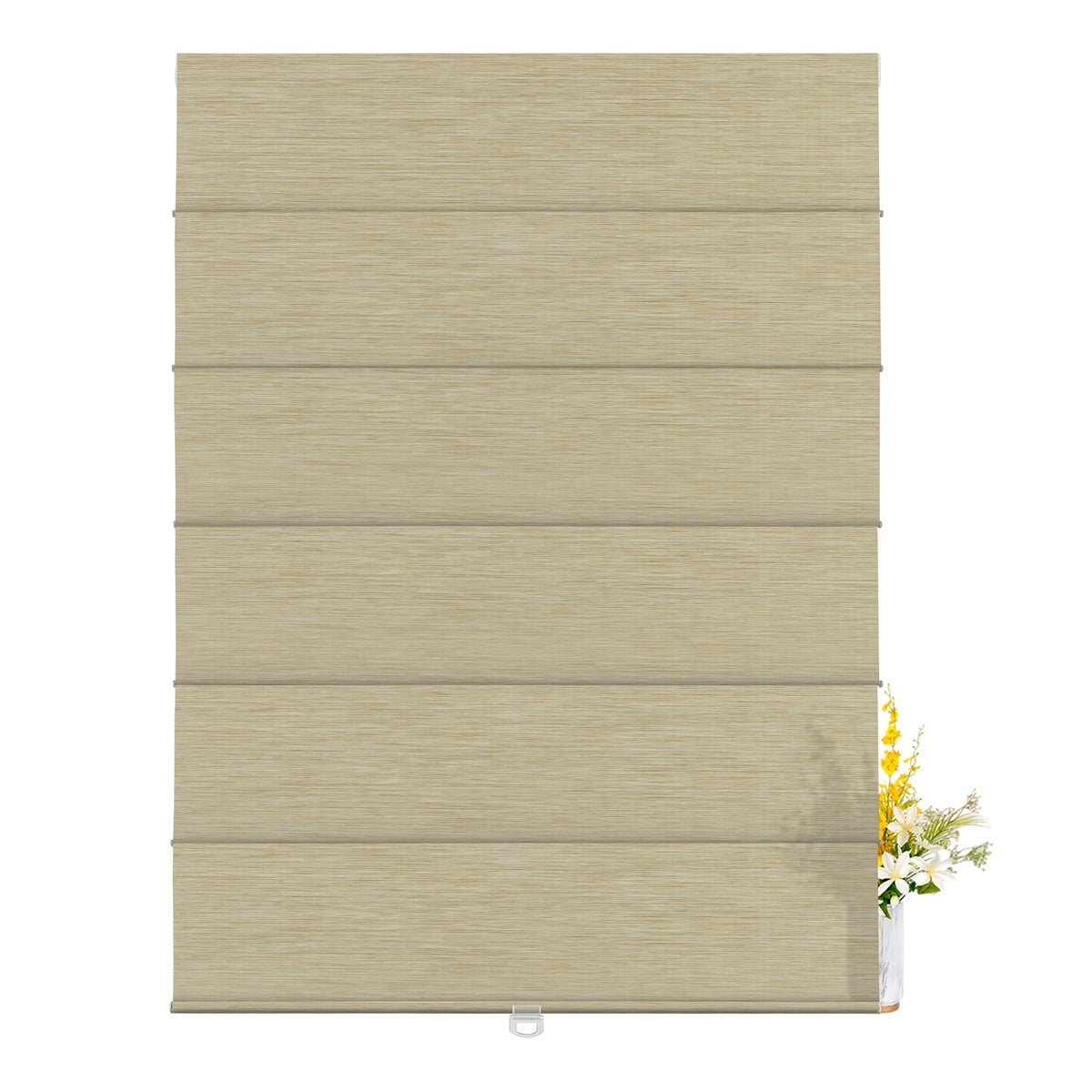 Berissa Natural Woven 70 Blackout Lien Fabric Roman Shades: LM2006-Beige