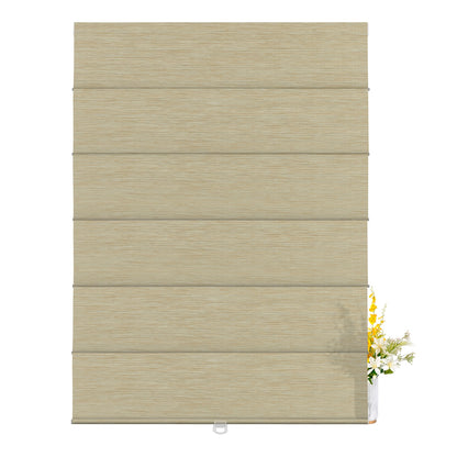 Berissa Natural Woven 70 Blackout Lien Fabric Roman Shades: LM2006-Beige