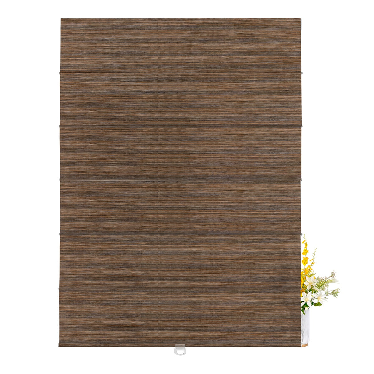 Berissa Natural Woven 70 Blackout Lien Fabric Roman Shades: LM2008-Walnut