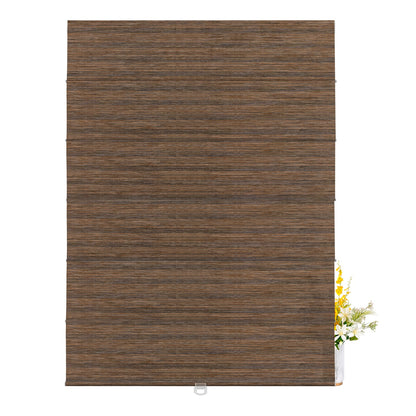Berissa Natural Woven 70 Blackout Lien Fabric Roman Shades: LM2008-Walnut