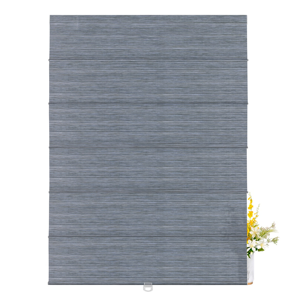 Berissa Natural Woven 70 Blackout Lien Fabric Roman Shades: LM2009-Blue Gray