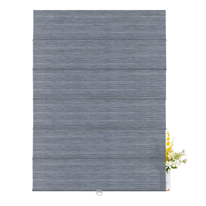 Berissa Natural Woven 70 Blackout Lien Fabric Roman Shades: LM2009-Blue Gray