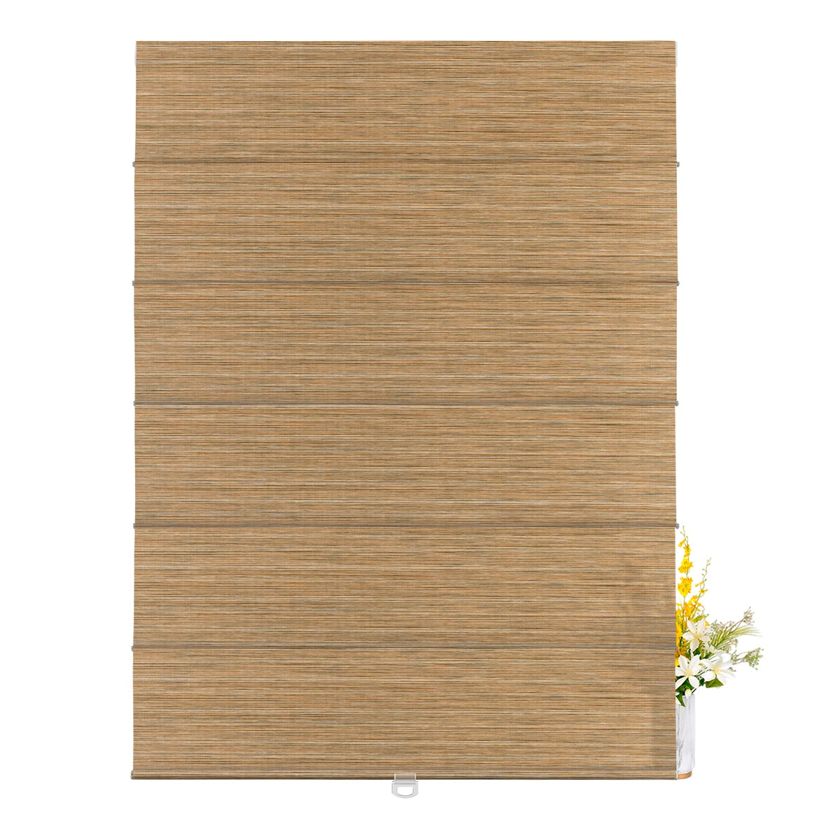 Berissa Natural Woven 70 Blackout Lien Fabric Roman Shades: LM2013-Logs