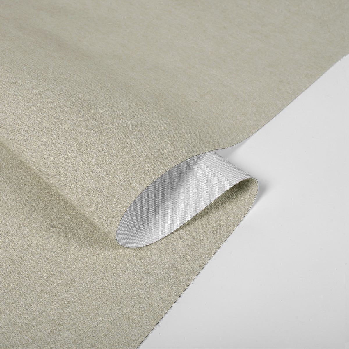 Berissa Smooth Cord Operation Blackout Linen No Drill Roman Shades fabric close-up showcasing premium texture.