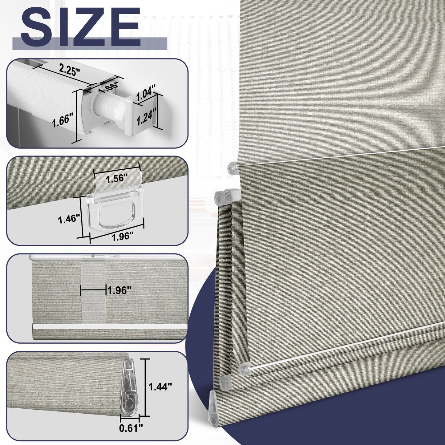 Berissa  No Drill See Through Linen Roman Shades