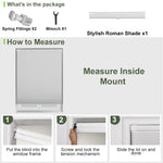 Berissa Classic No Drill Blackout Honeycomb Cellular Shades installation guide with package contents and measuring steps.