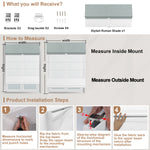 Beeissa Cordless Double Shades Blackout and Semi View White Day Night Roman Shades installation and measuring guide