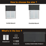 How to choose the size of Berissa Spring System Cordless Roller Shades and contents of the box.