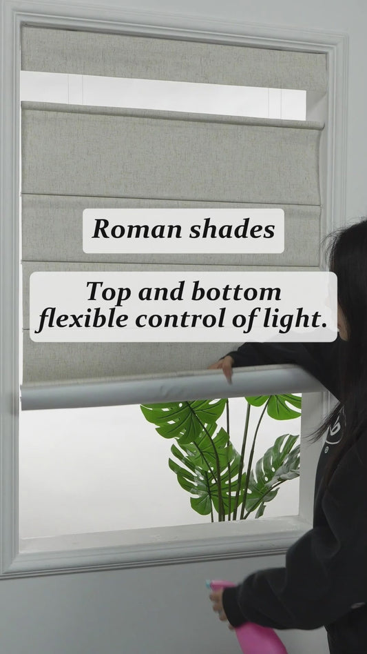 Berissa Classic Obscura Linen Blackout Linen No Drill Roman Shades